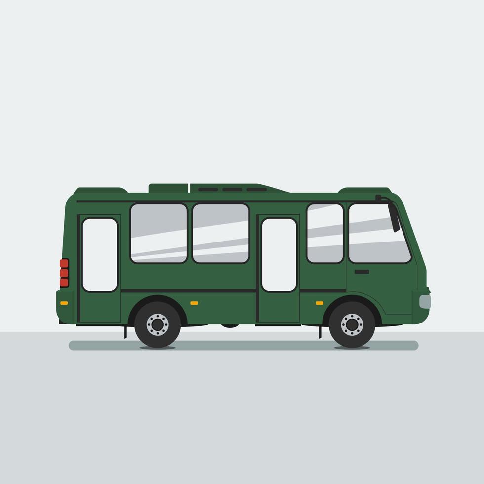 ilustração em vetor de ônibus verde de vista lateral editável para elemento adicional de fins relacionados a viagens de transporte e turismo