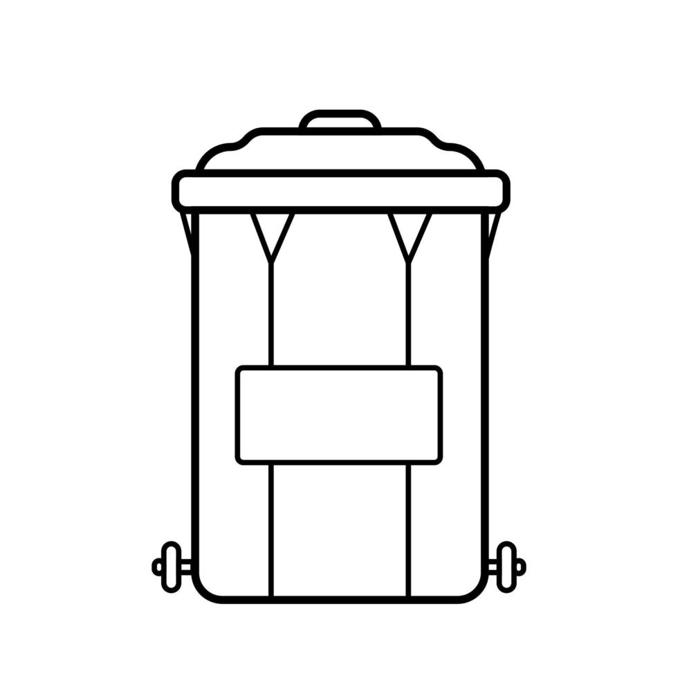 lata de lixo e recipiente, tanque de classificação de lixo de ilustração vetorial. esboço de contorno, isolado no branco. vetor