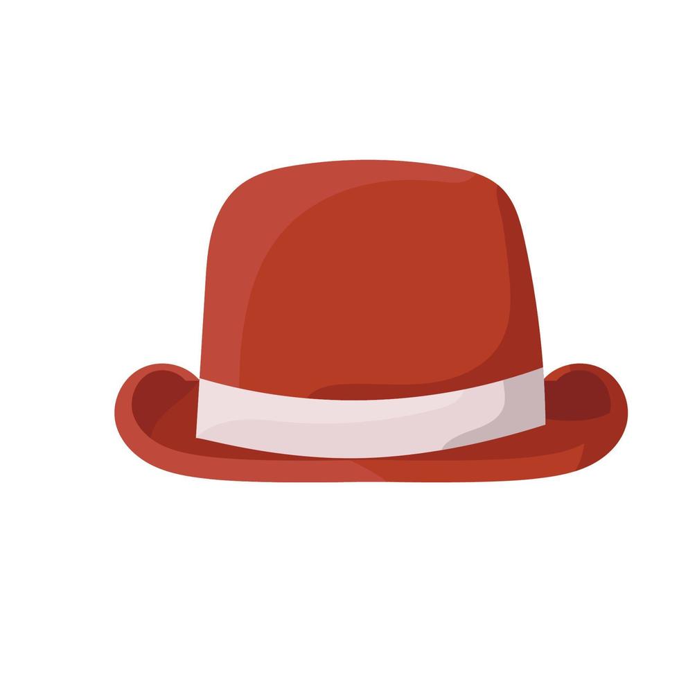 acessório de moda de ilustração vetorial de chapéu-coco. ícone de cavalheiro isolado estilo vermelho branco e vintage. boné retrô para homem e traje de cabeça clássico. pessoa roupas velhas e elegantes chapéus fedora vetor