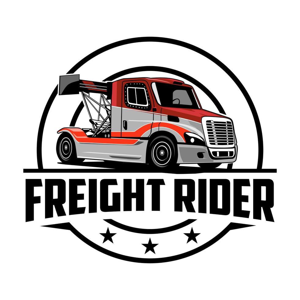 vetor de ícone do logotipo do design de ilustração de corrida de esporte vermelho de semi caminhões