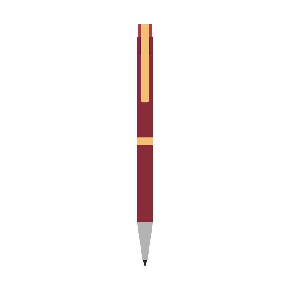 vetor de tinta de caneta isolado escrevendo negócios de escritório de ferramenta. símbolo de papel esferográfica de papelaria de educação. estudo de equipamento de mão plana