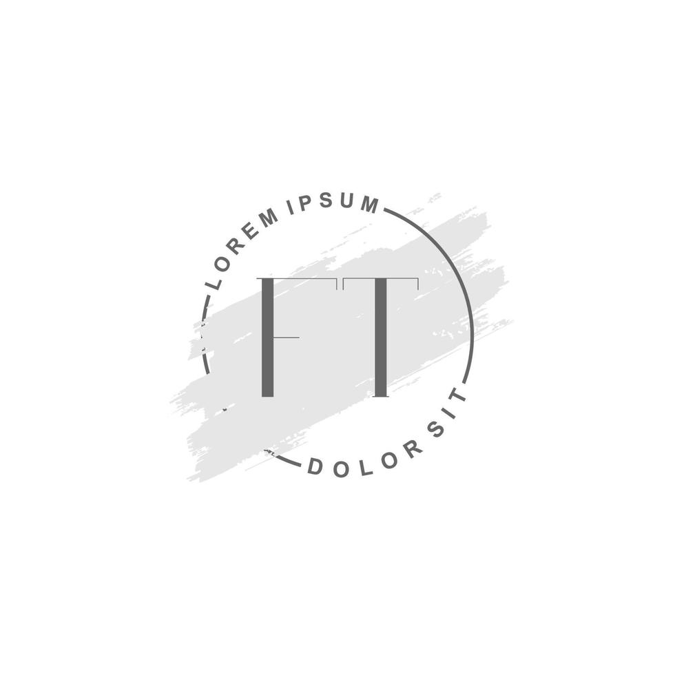 logotipo minimalista inicial ft com pincel, logotipo inicial para assinatura, casamento, moda, beleza e salão. vetor