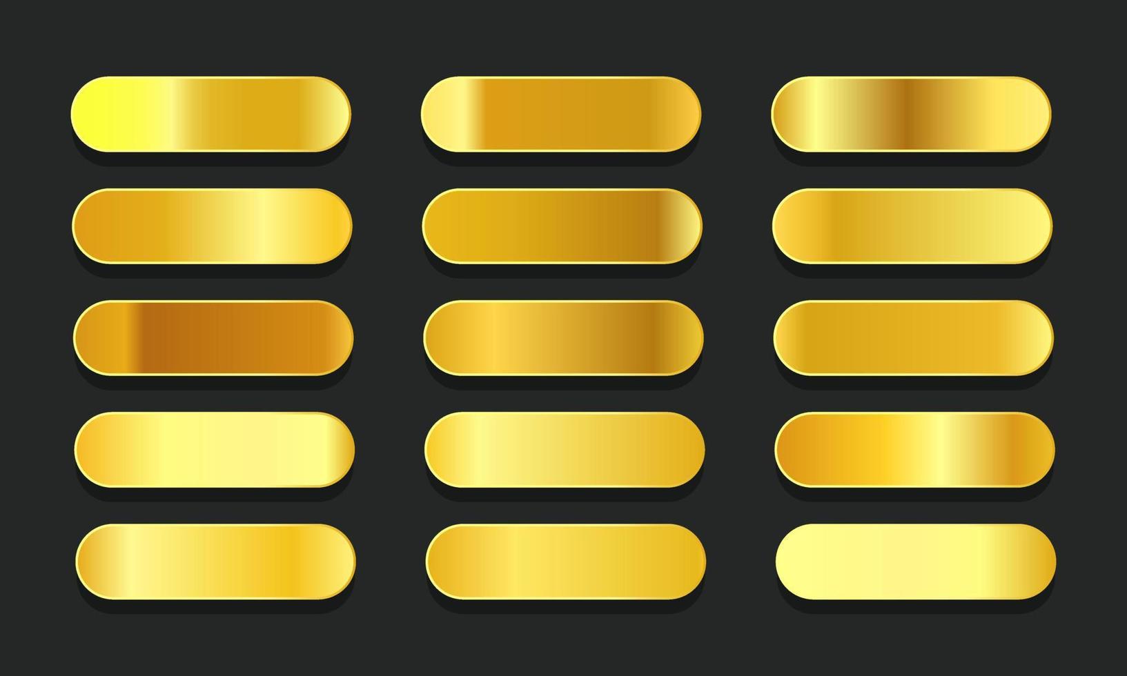 conjunto de cores lineares metálicas de gradientes de ouro amarelo. elementos de design brilhante abstrato criativo. ilustração vetorial de coleção de conceito vetor
