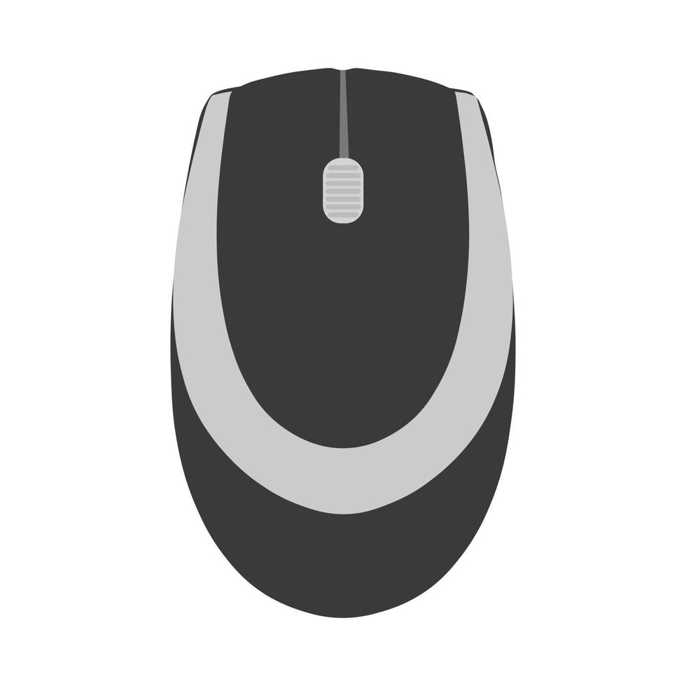 tecnologia de ilustração vetorial de mouse de computador pc com ícone de dispositivo de equipamento de botão. pc objeto isolado símbolo branco. mouse eletrônico moderno com forma de ferramenta de ponteiro de rolagem. acessório para computador vetor