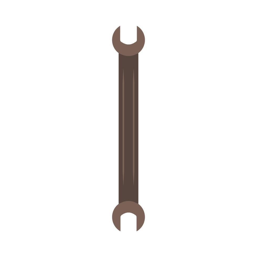 ícone de vetor plana de vista superior de chave inglesa. chave de ferro de engenharia de ferragens de aço industrial. reparação de ferramentas profissionais