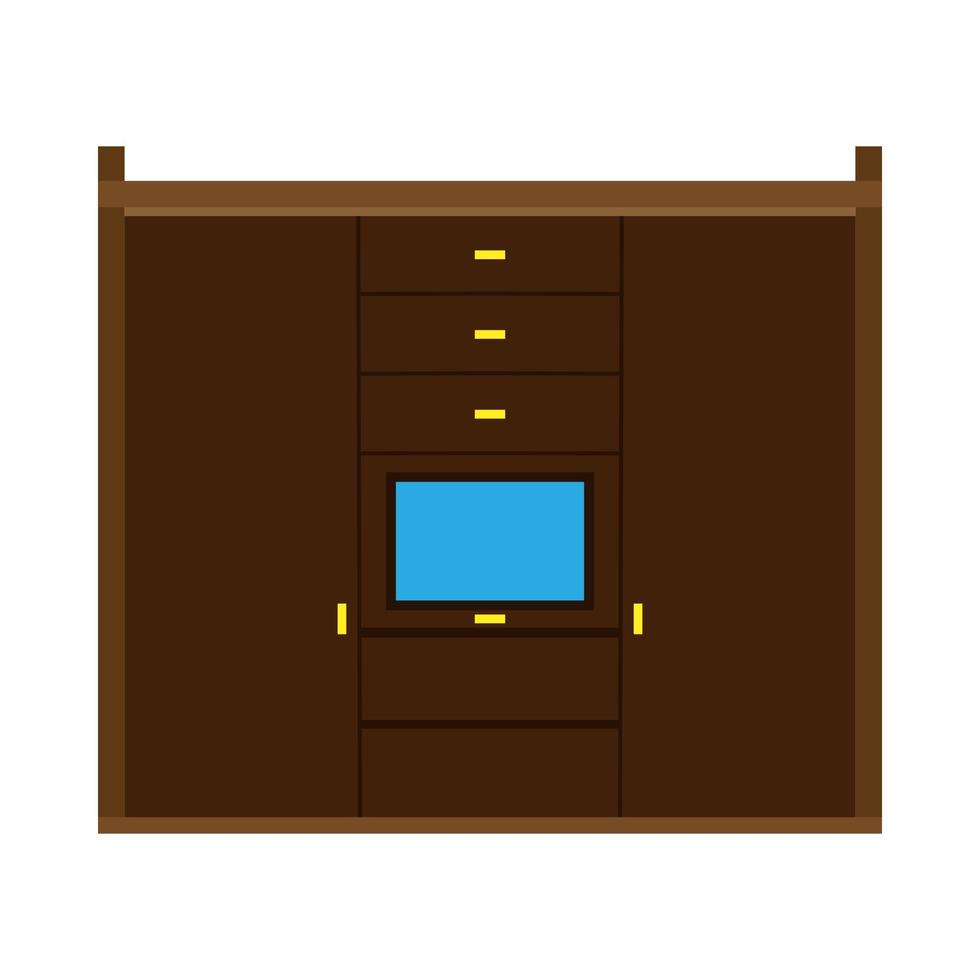 guarda-roupa armário vector ícone mobiliário interior ilustração prateleira de roupas. cabide vestido armário de madeira quarto