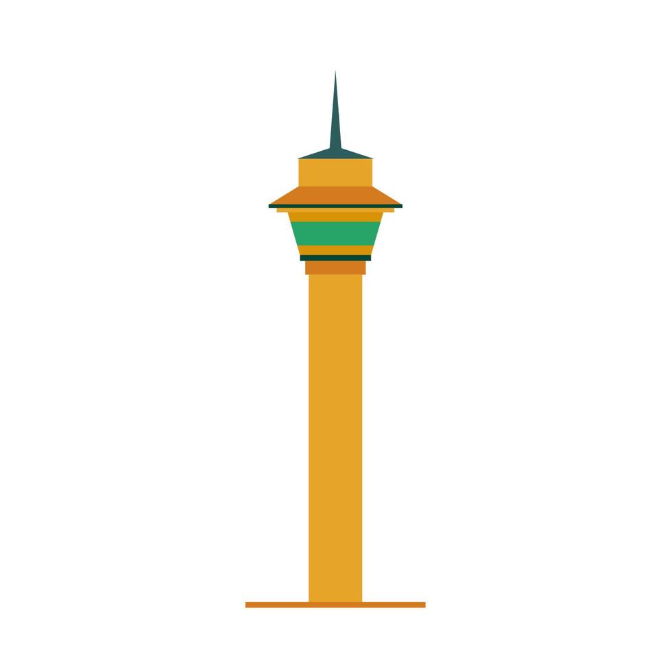 ícone do vetor do projeto do símbolo do monumento urbano da torre. estrutura histórica ilustração turística silhueta vista frontal