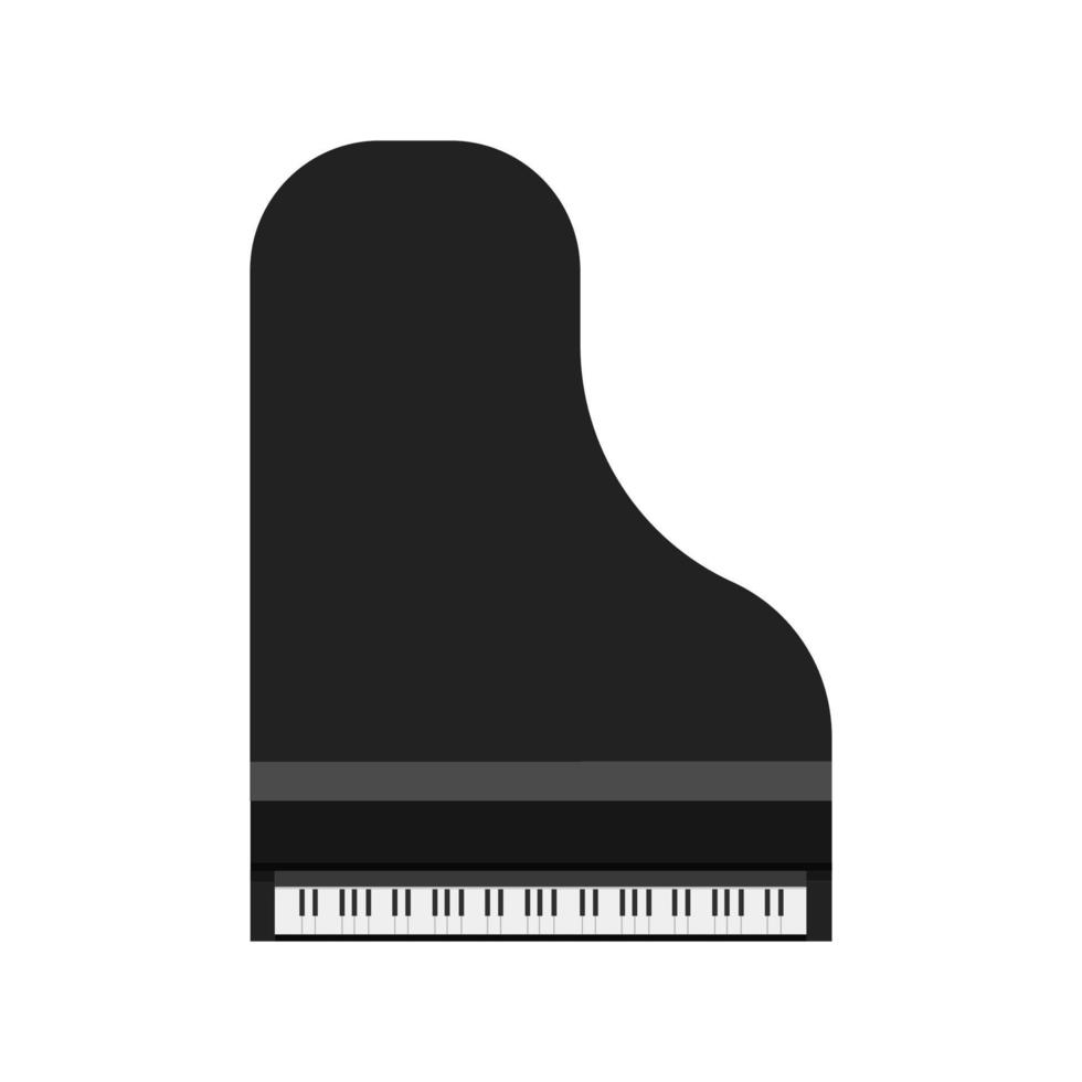vista superior do ícone do vetor preto piano de cauda. arte símbolo música teclado sinfônico móveis. instrumento de equipamento clássico acima