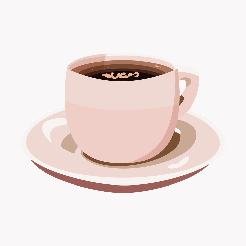 xícara de café bege destacada no fundo branco, ilustração vetorial. vetor