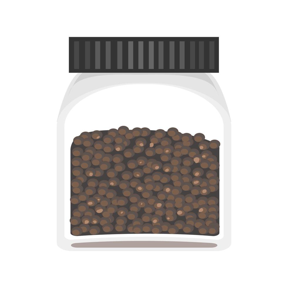ilustração vetorial colorida de pimenta preta em uma jarra de vidro isolada no fundo branco vetor