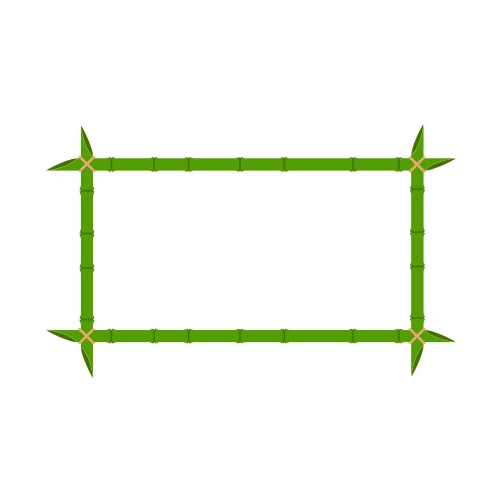 verde bambu frame vector madeira design ilustração natureza isolado branco. vara de modelo de moldura de bambu de borda vazia com haste de corda. elemento de decoração de espaço para madeira de borda tropical de painel de texto