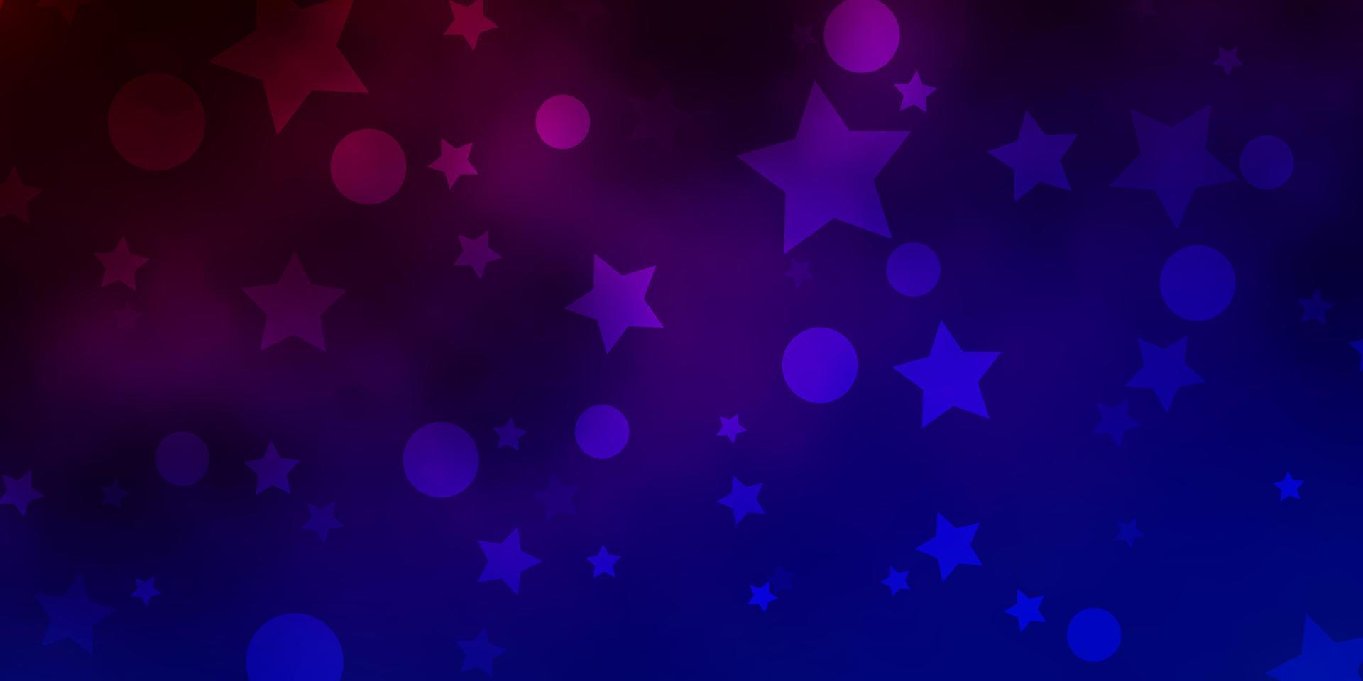 pano de fundo vector azul e vermelho escuro com círculos, estrelas.