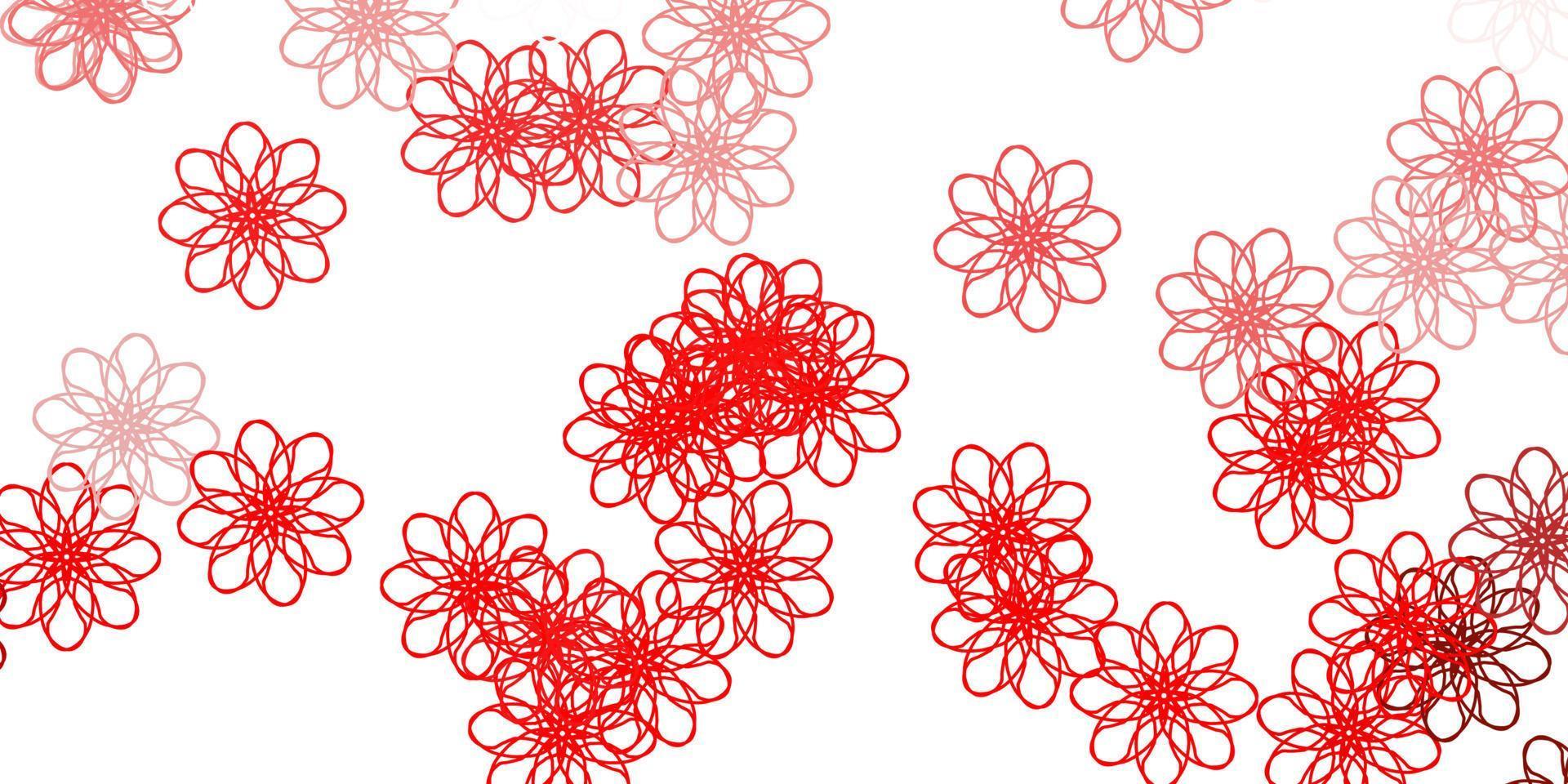fundo do doodle do vetor vermelho claro com flores.