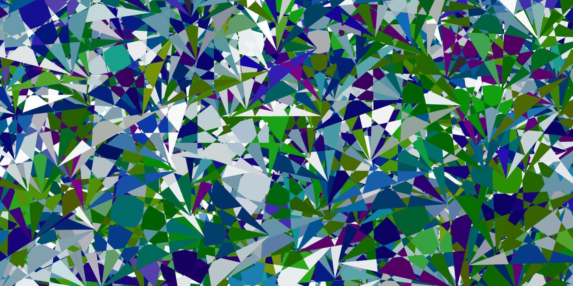 textura vector azul, verde claro com triângulos aleatórios.