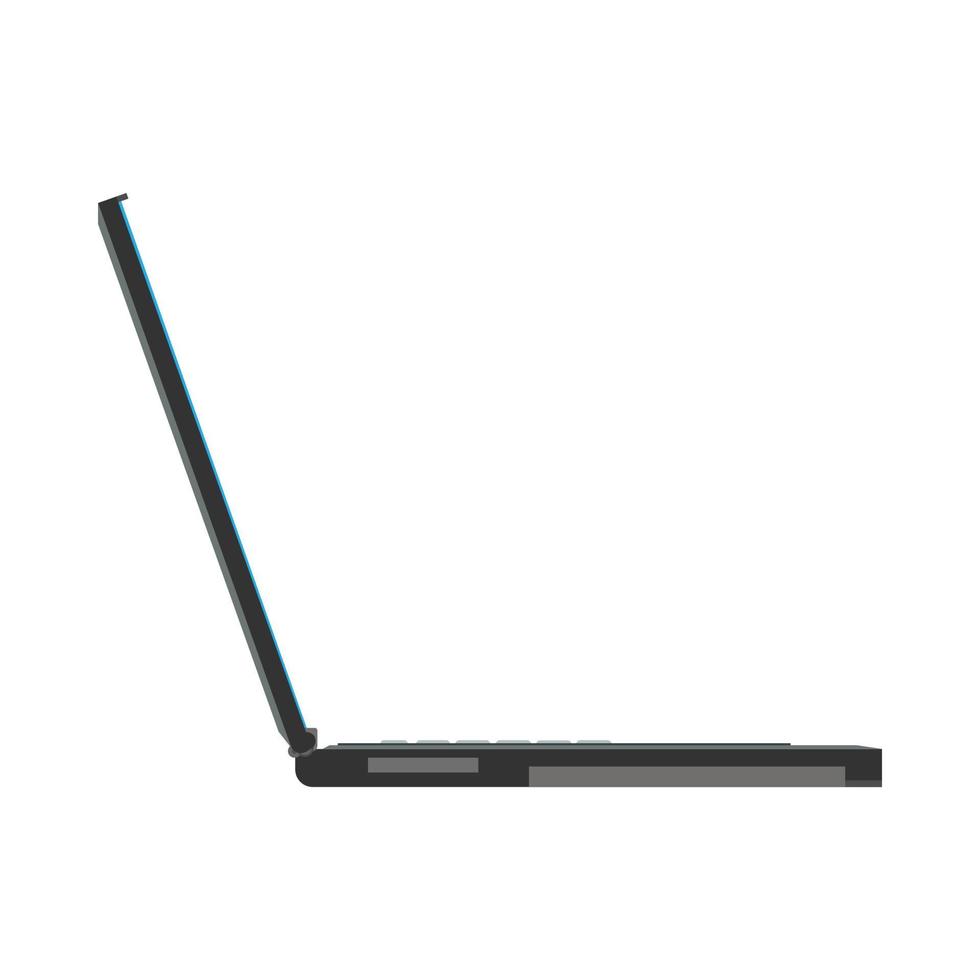 tela de conceito de ícone de vetor de vista lateral portátil. notebook de escritório de computador de negócios. dispositivo inteligente plano de exibição de pc preto