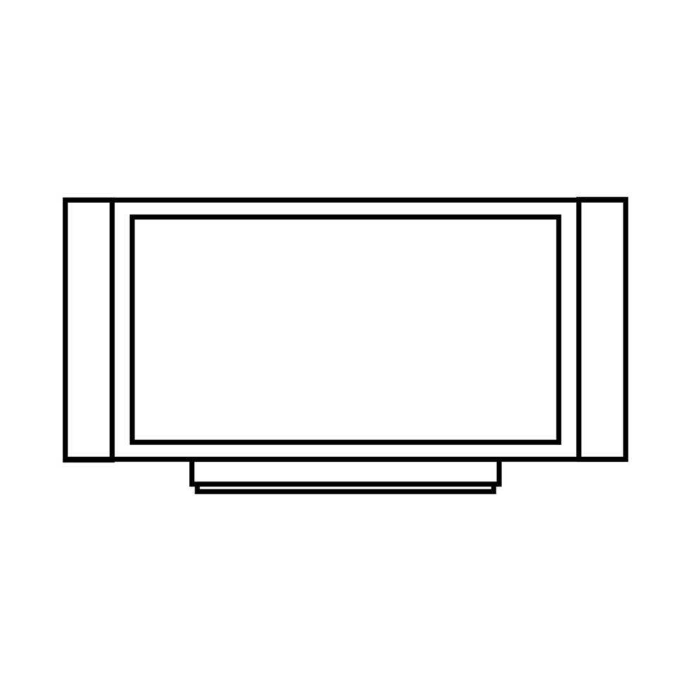 contorno de ícone de ilustração de vetor de televisão de tela de tecnologia de tv. exibir design eletrônico isolado linha de equipamento branca fina