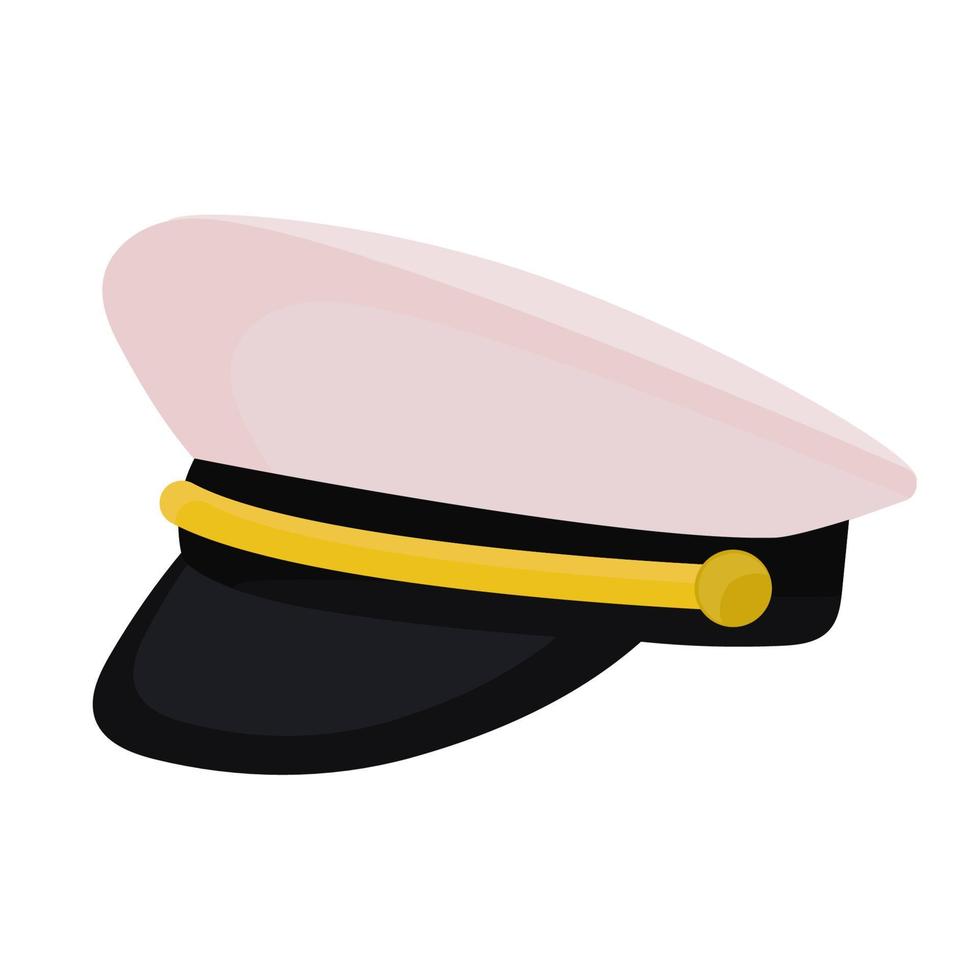 Capitão chapéu ícone uniforme de ilustração vetorial. tampa do navio do mar e símbolo náutico do marinheiro. ocean mariner profissional e vestuário comandante da marinha ou skipper fashion. objeto de desenho animado de distintivo gráfico almirante vetor