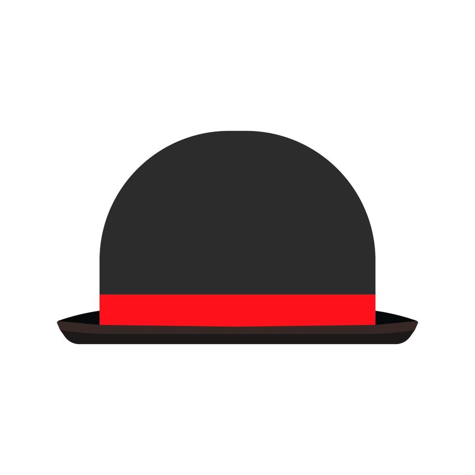 chapéu-coco acessório clássico vestuário símbolo ícone do vetor. rótulo vermelho de cilindro de cavalheiros vintage plano vetor