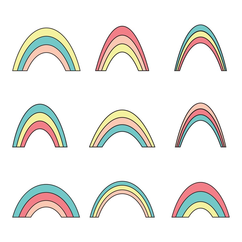 ilustração de desenho vetorial arco-íris isolada no fundo branco vetor