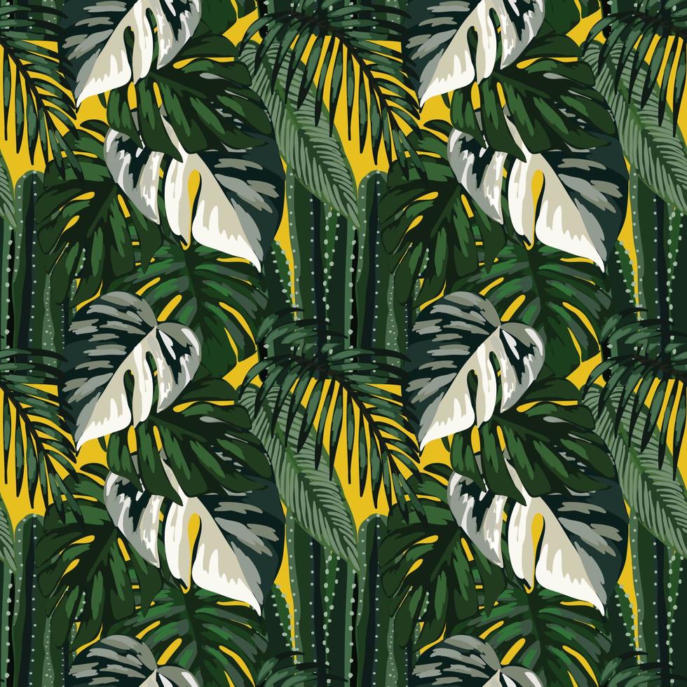 folhas tropicais e design de arte sem costura tropical vetor