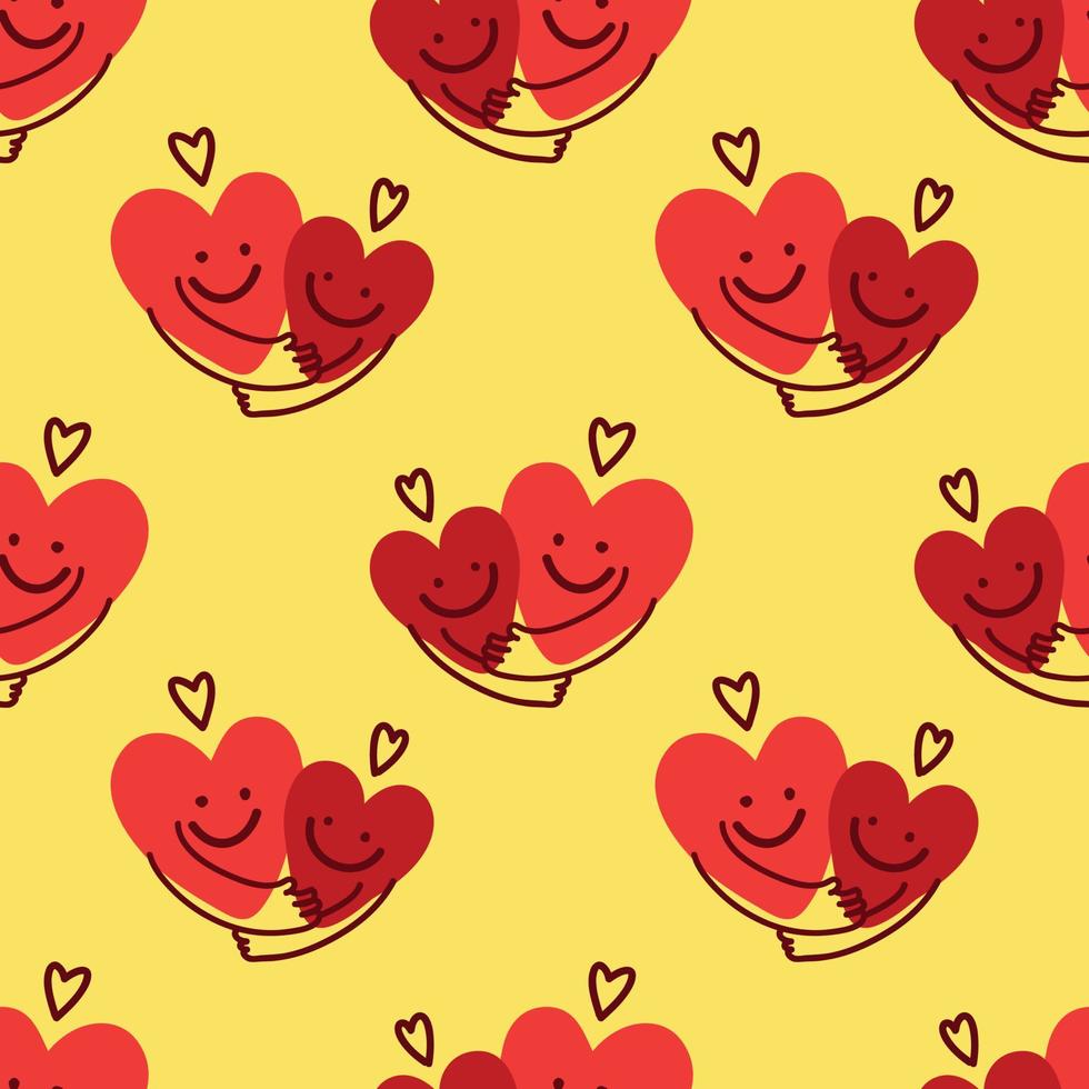vetor de design de padrão sem costura de corações bonitos desenhados à mão para papel de embrulho de dia dos namorados