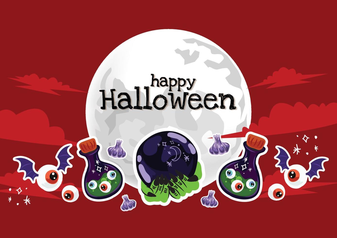 design de itens fofos da velha escola de halloween no banner do site vetor