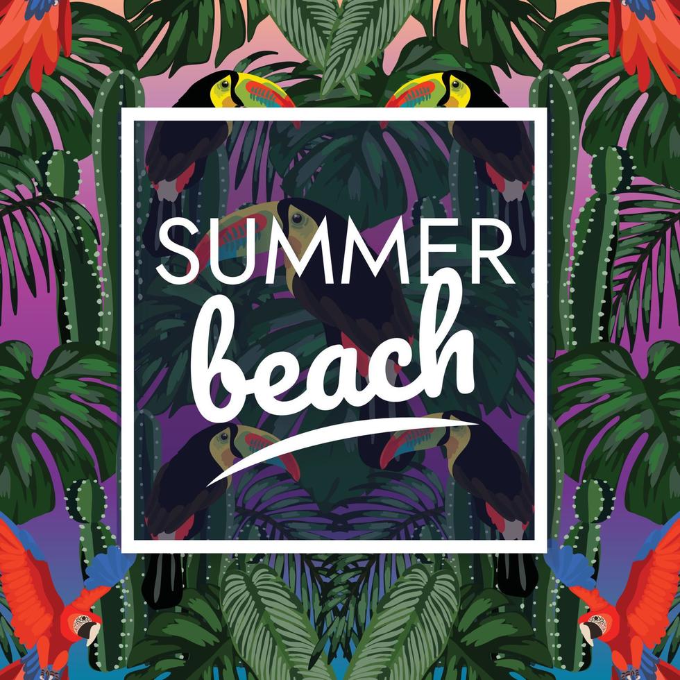 design de banner de verão de praia tropical vetor