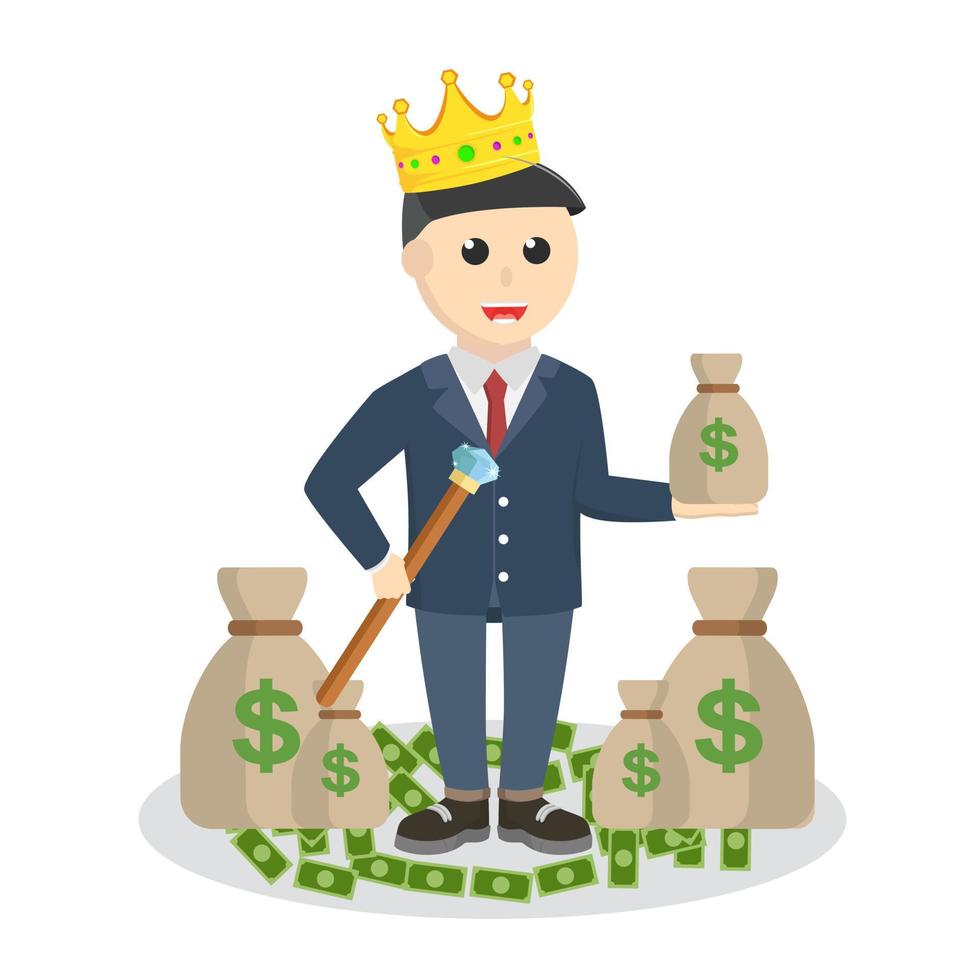 príncipe moderno com personagem de design de dinheiro em fundo branco vetor