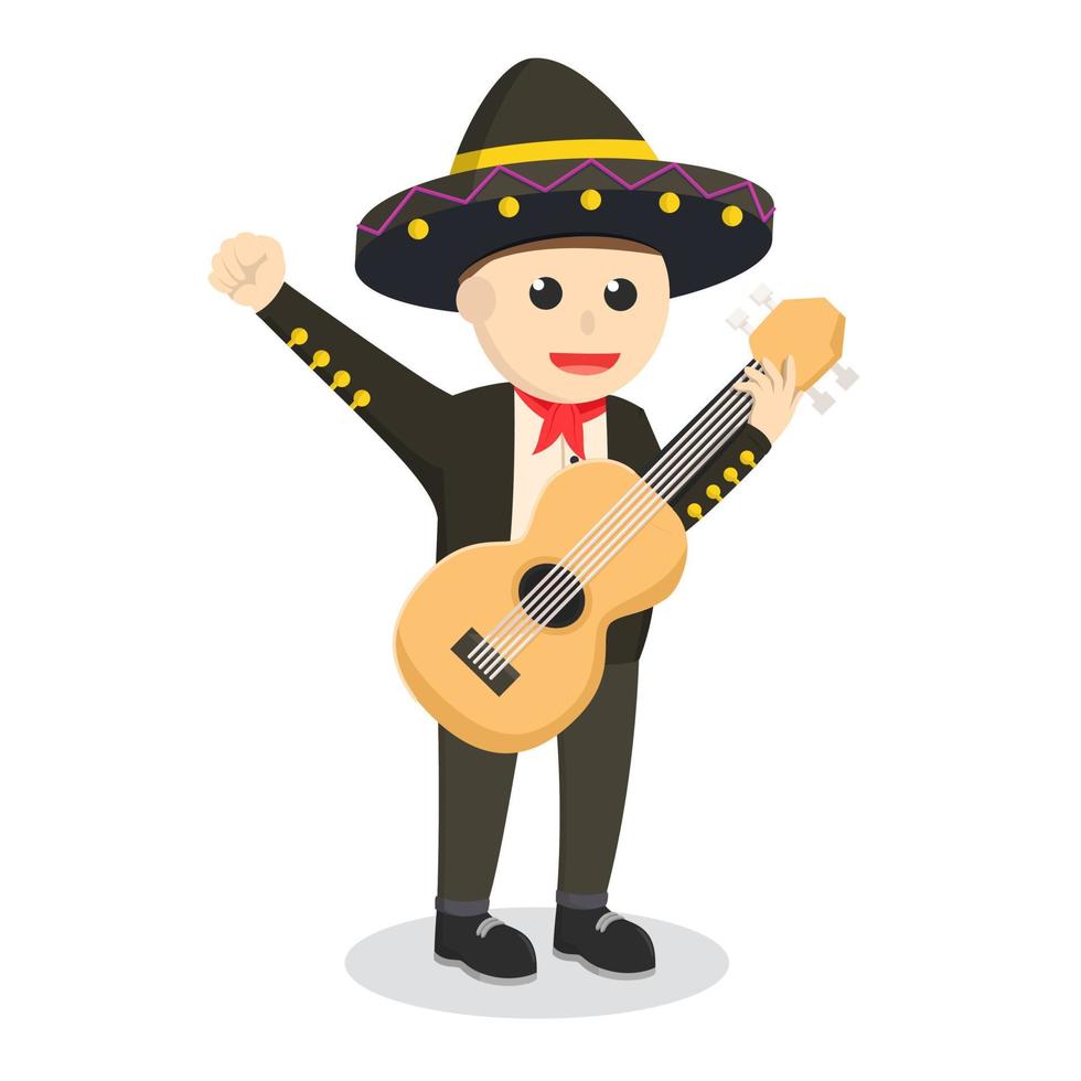 marachi com personagem de design de guitarra em fundo branco vetor