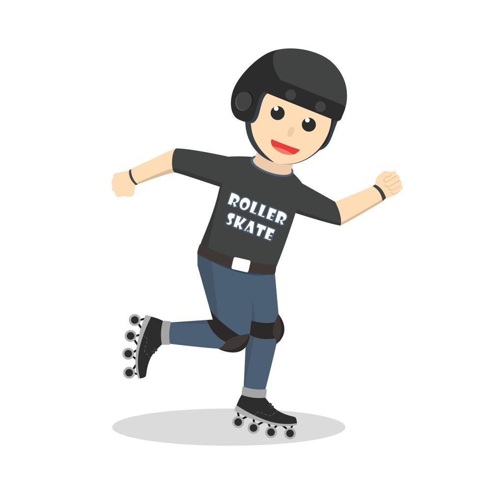 patinadora com personagem de design de texto explicativo em fundo branco vetor