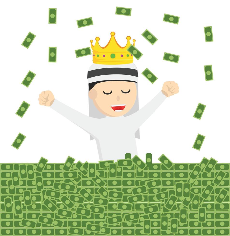 banho de rei em personagem de design de dinheiro em fundo branco vetor