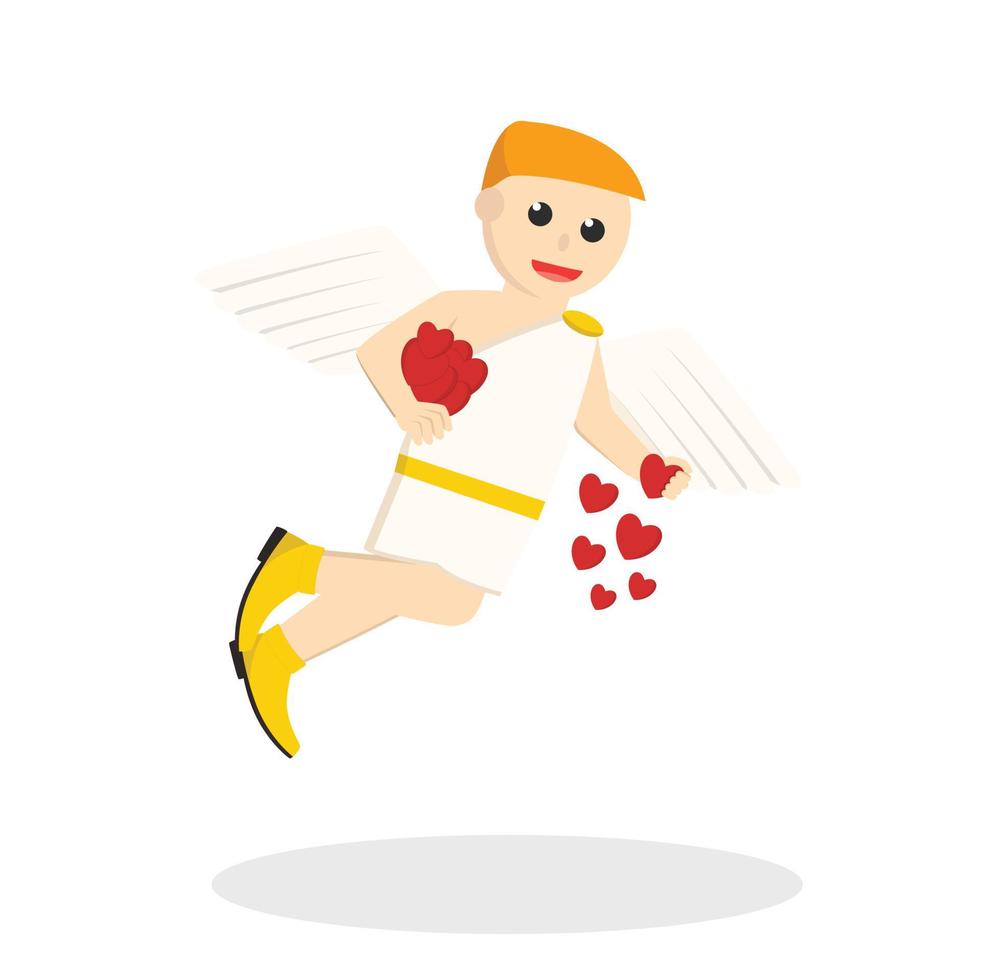 personagem de design de amor cupido lançando em fundo branco vetor