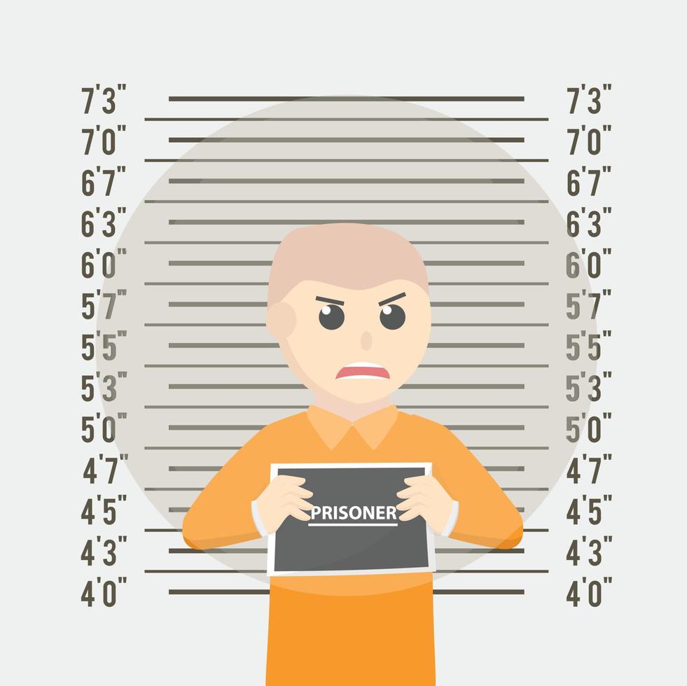 personagem de design de prisioneiro de mugshot em fundo branco vetor