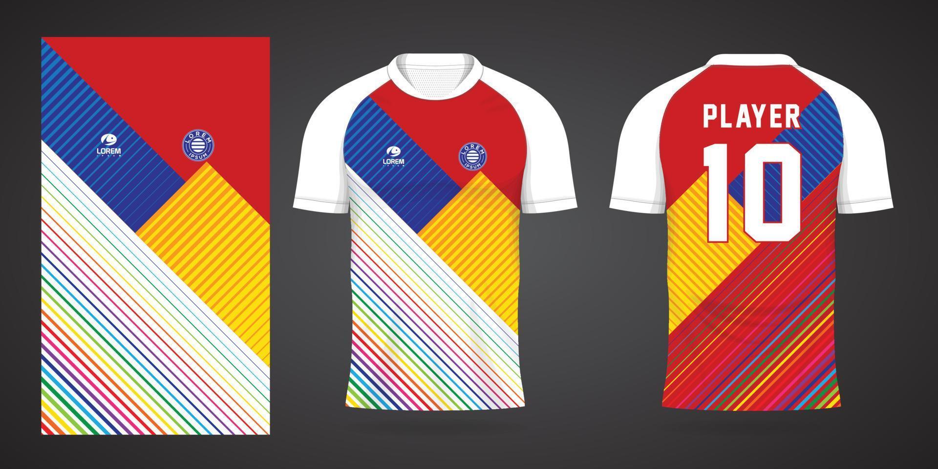 modelo de design de esporte de camisa de futebol colorida vetor