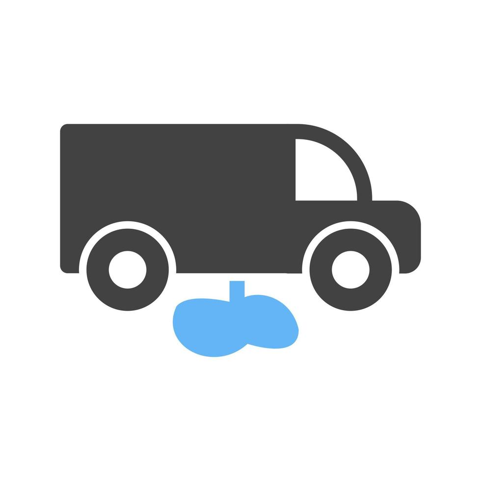 caminhão vazando glifo de combustível ícone azul e preto vetor