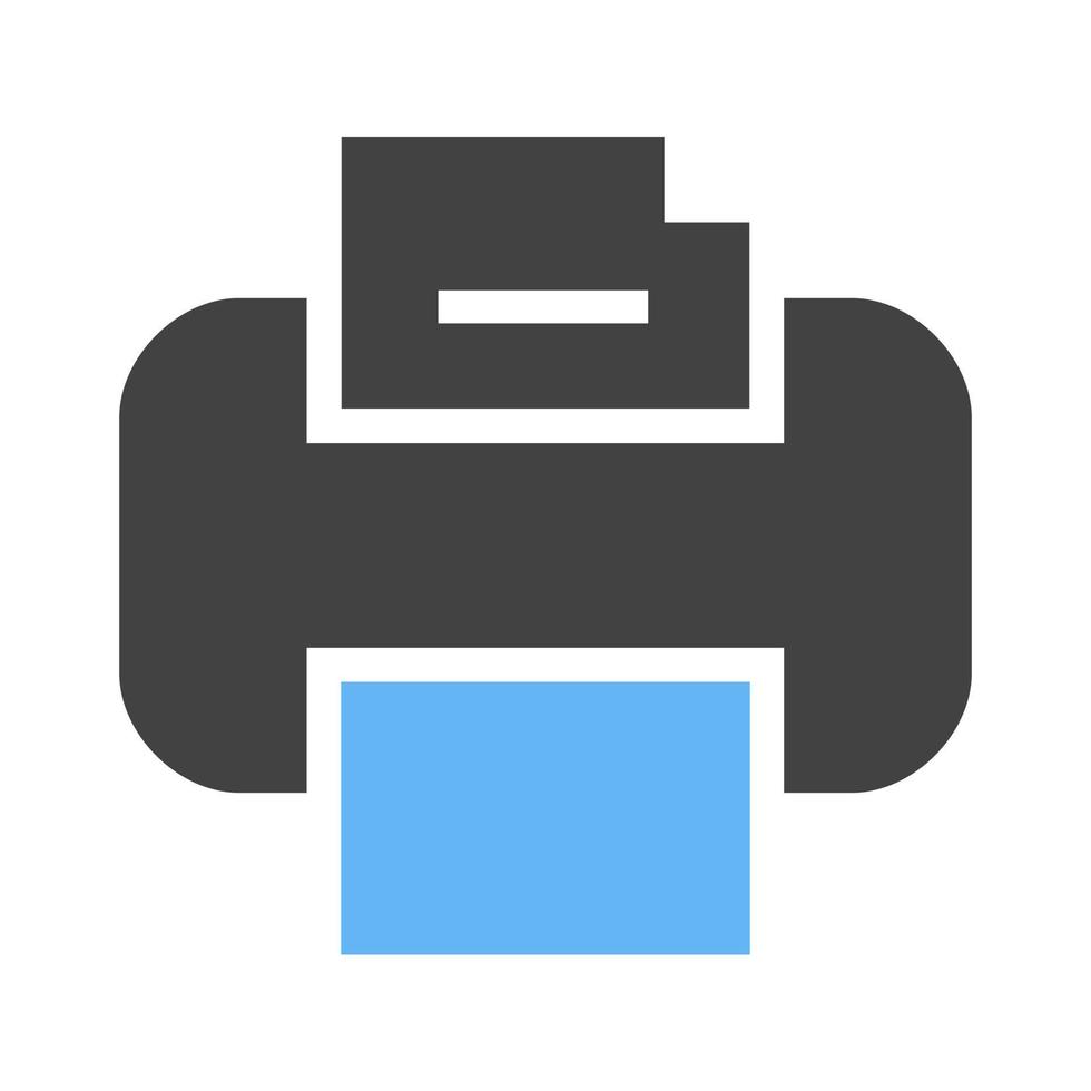 ícone de glifo de impressora azul e preto vetor