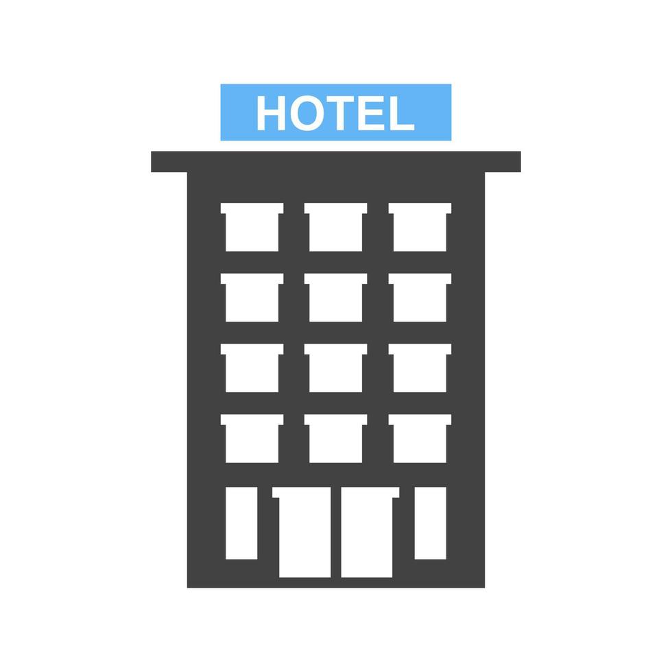 ícone azul e preto do glifo do hotel vetor