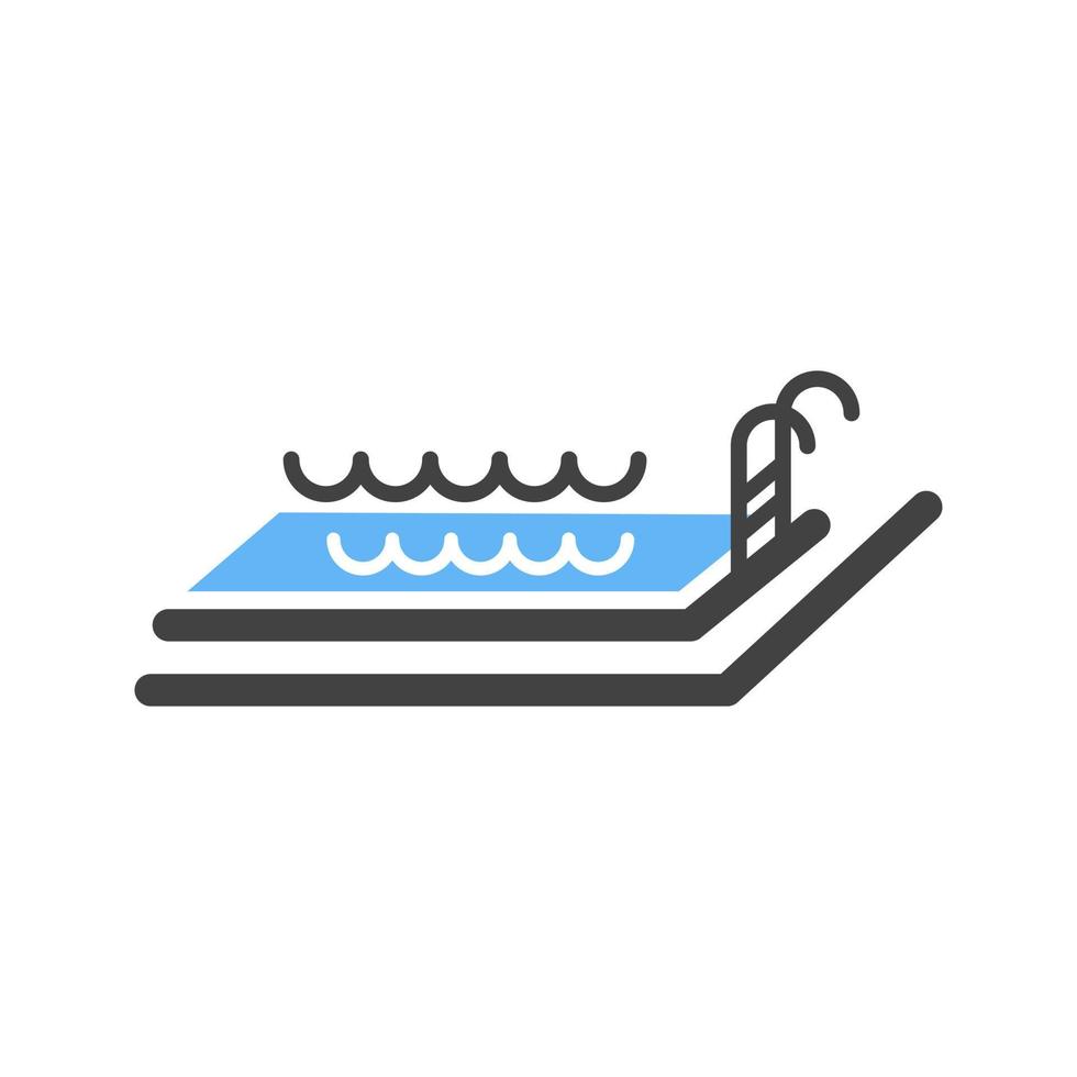 ícone azul e preto do glifo da piscina vetor
