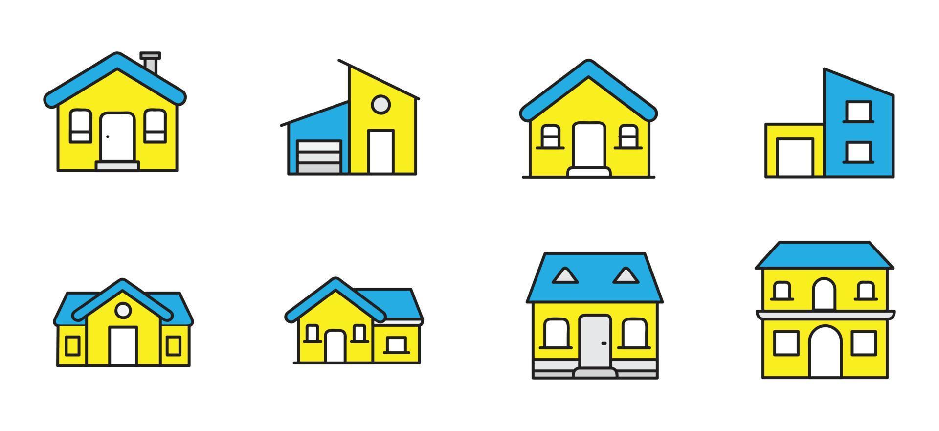 ícone de casa, construindo casas com cores vetor
