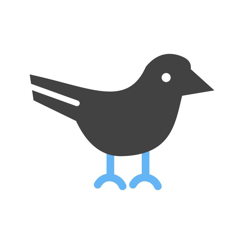 ícone azul e preto do glifo de pássaro vetor