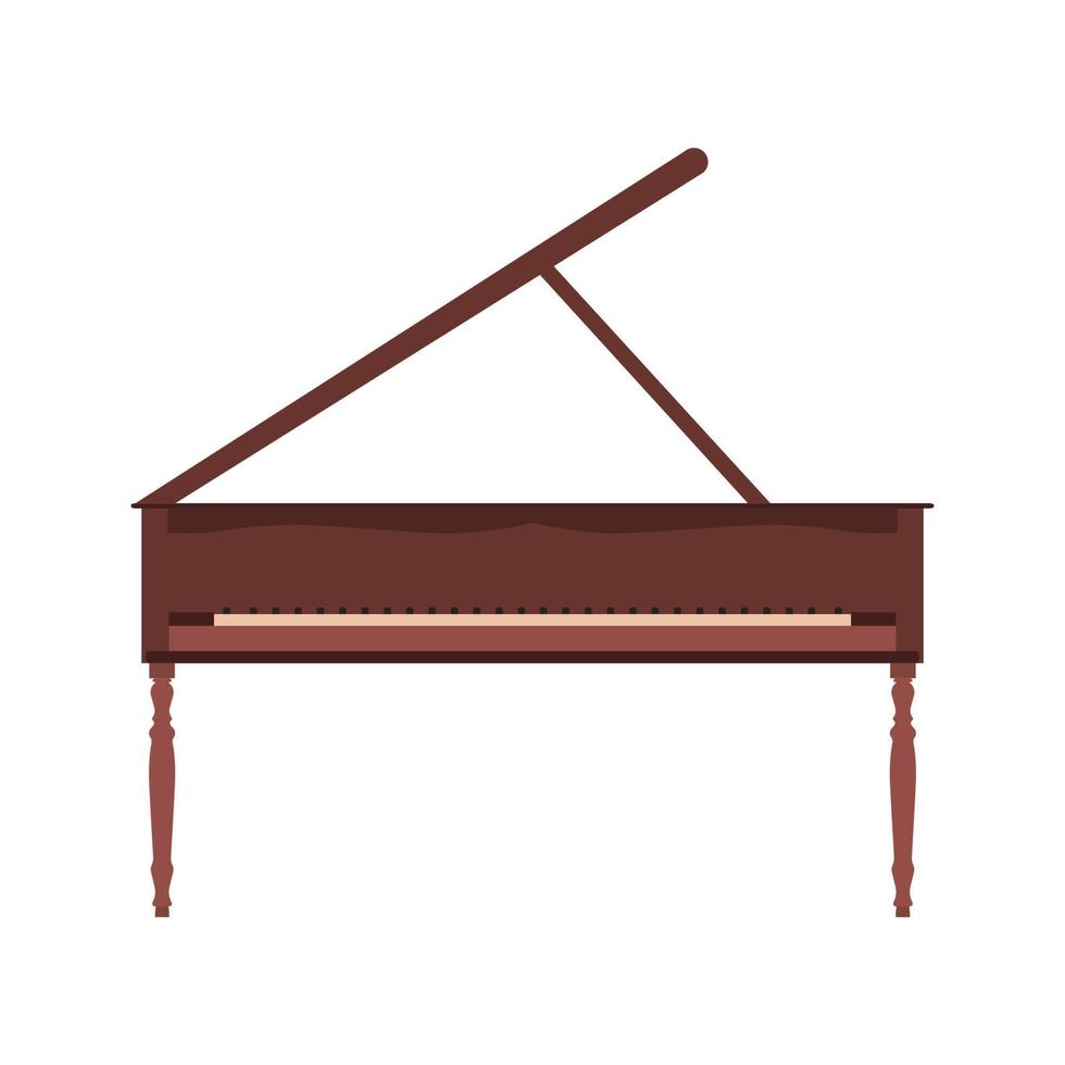 piano de cauda ilustração vetorial instrumento de teclado de música. piano clássico com design de conceito chave. jazz instrumento musical isolado branco. objeto simples grande orquestra equipamento de desenho sinal de desenho animado vetor