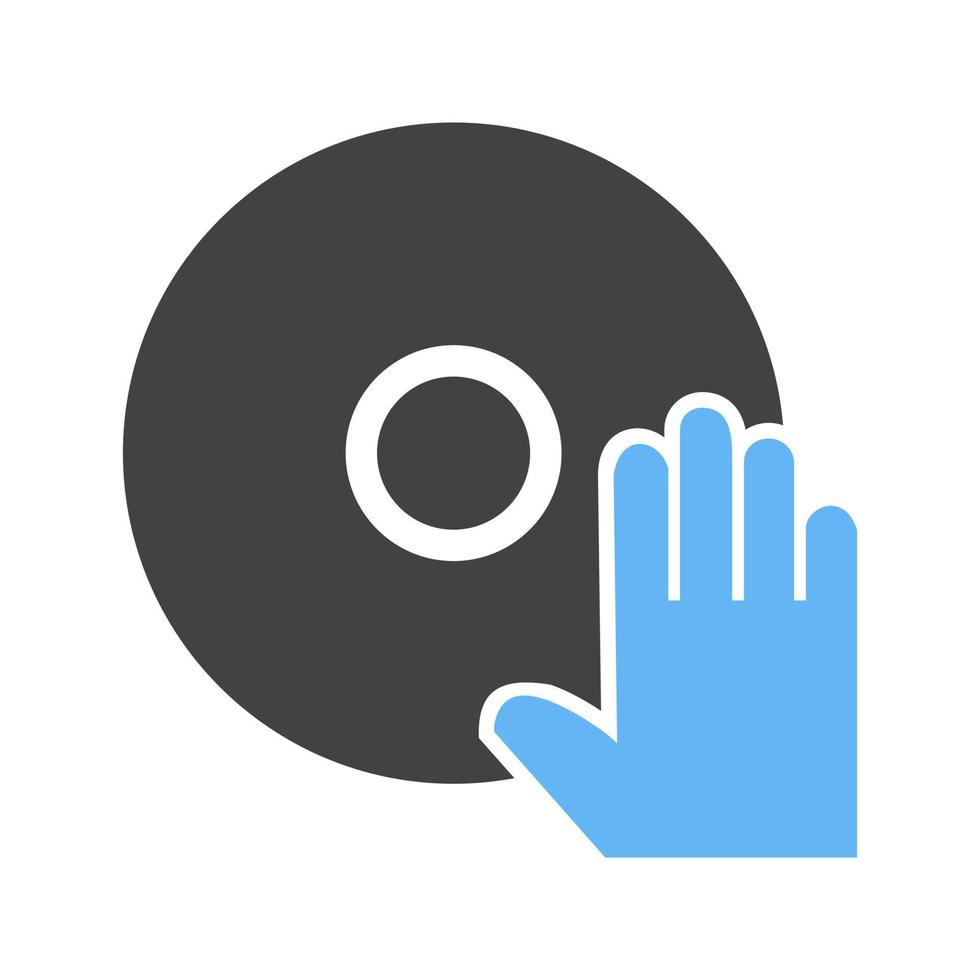 ícone de glifo de cd de música azul e preto vetor