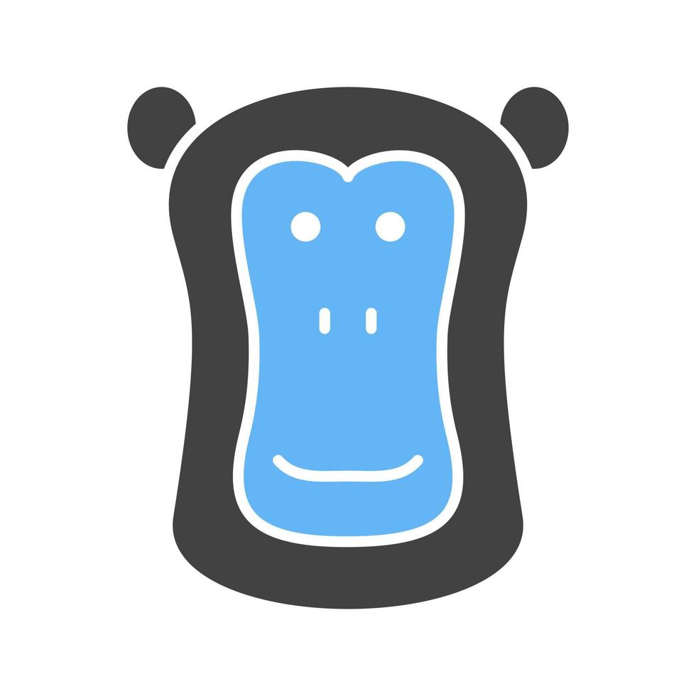 ícone de glifo de rosto de babuíno azul e preto vetor