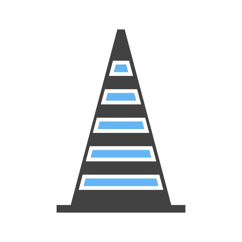 ícone azul e preto do glifo do cone de tráfego vetor