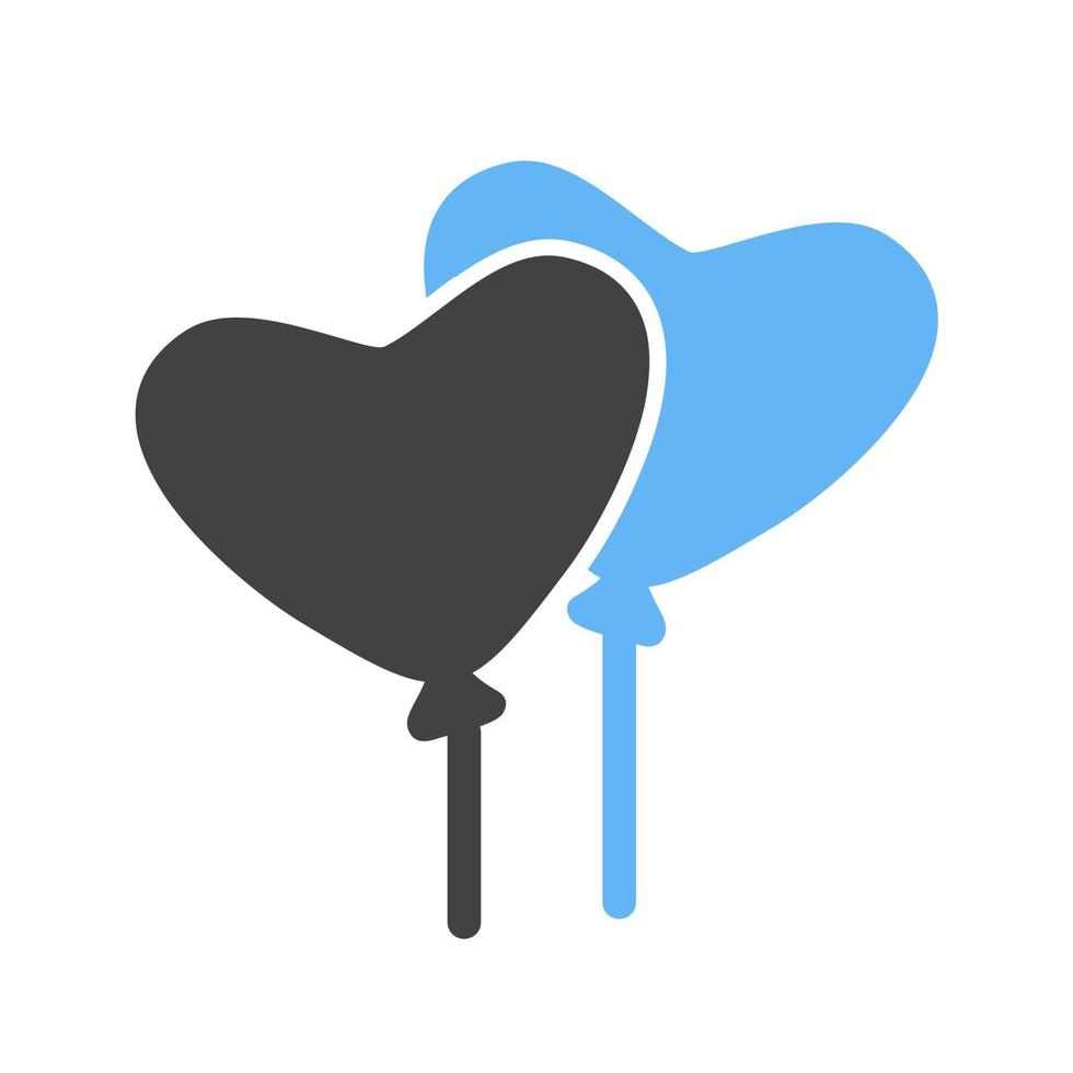 ícone azul e preto de glifo de balão em forma de coração vetor
