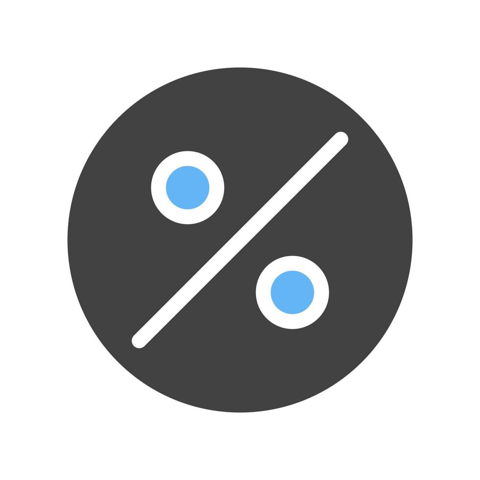 ícone azul e preto do glifo de porcentagem vetor