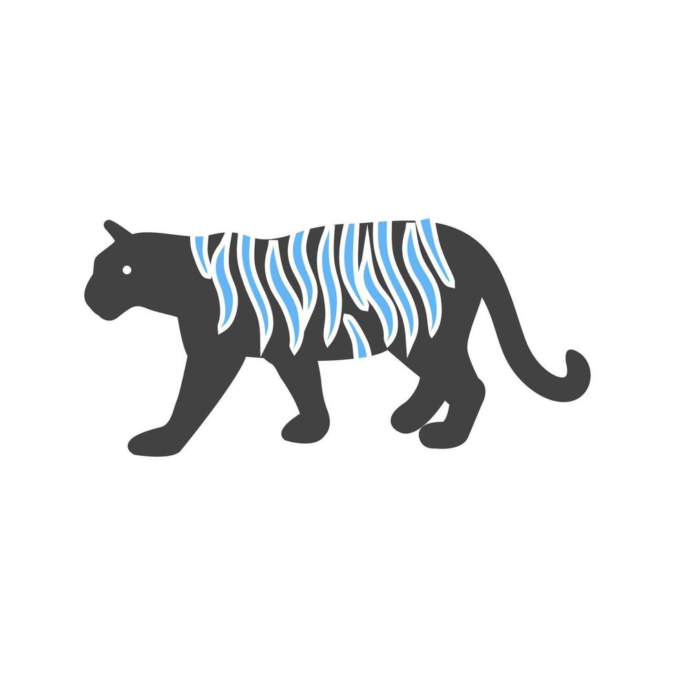 ícone azul e preto de glifo de tigre vetor