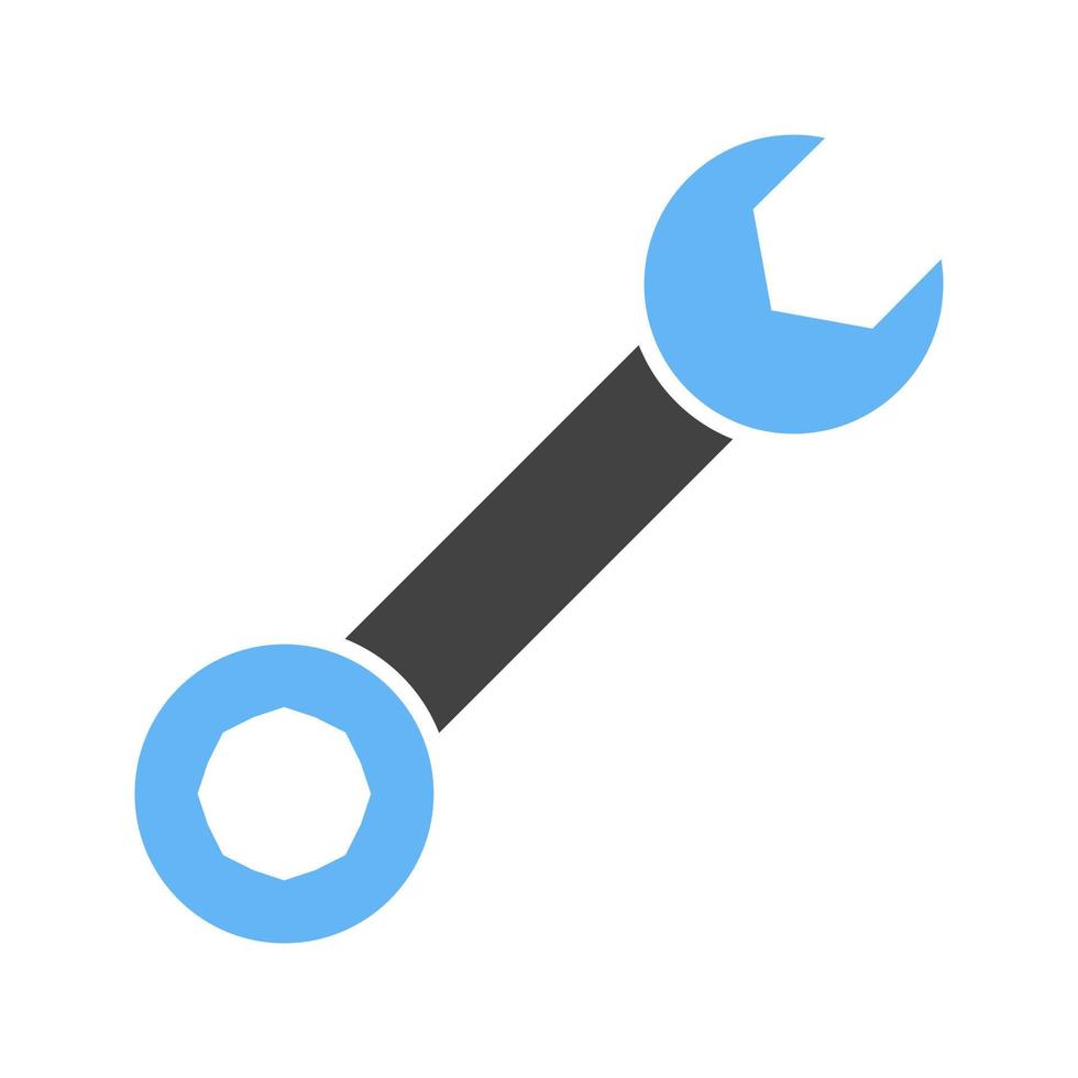 ícone azul e preto do glifo de chave inglesa vetor