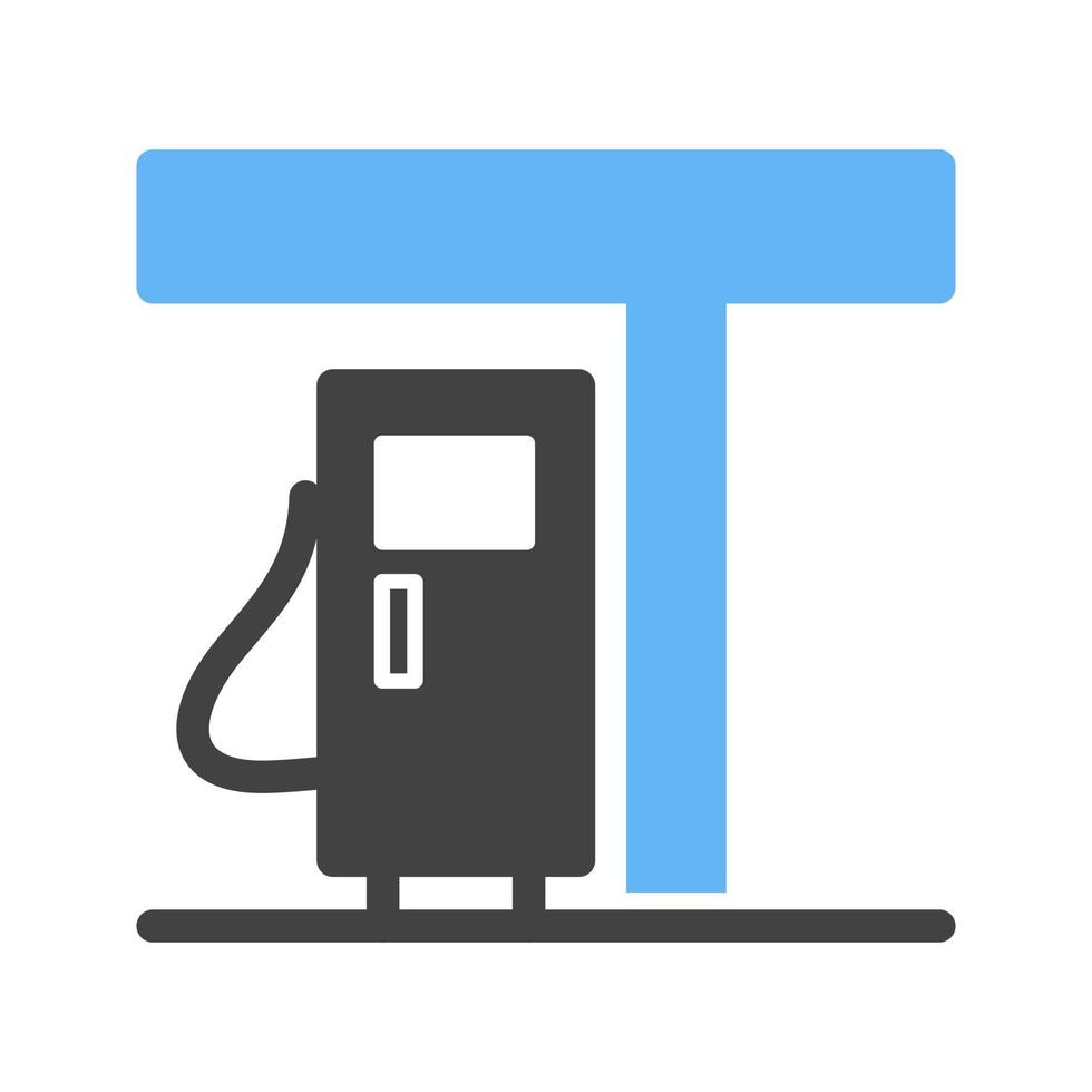 ícone azul e preto do glifo do posto de gasolina vetor