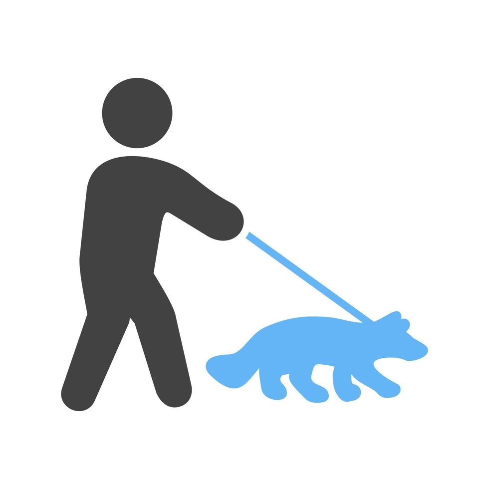 ícone azul e preto do glifo do cão ambulante vetor